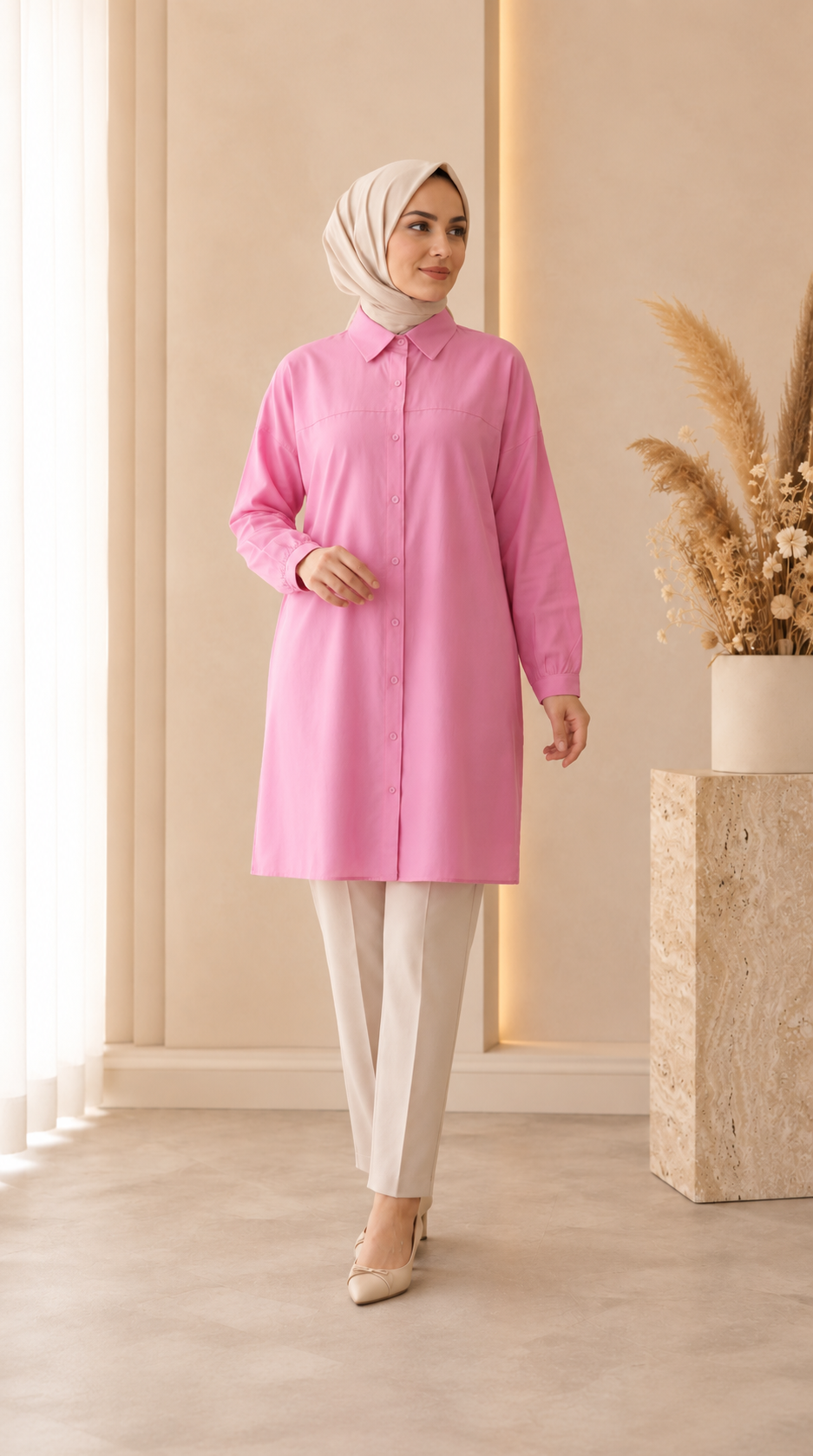 Asrınzadem Polo Live Viskon Tunik 3585 - Pembe